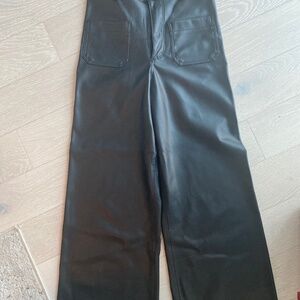Wide Leg Leather Pants